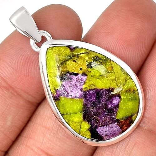 Genuine STICHTITE Pendant 925 Sterling Silver, Total Length : 41 mm, AP7006