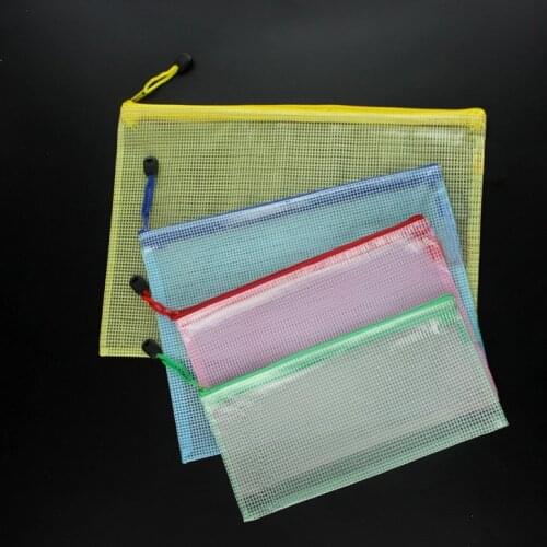 1 Pcs Zipper File Bags A4/A5/A6 Clear Pocket Folders Mesh Water-resistant Pvc Mesh File Zip Lock Bags Folder Wallets