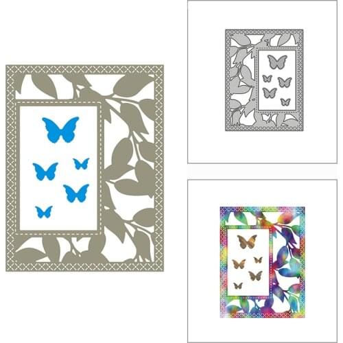New 2021 Leaves Butterflies Rectangle Metal Cutting Dies for DIY Scrapbooking and Card Making Decor Embossing Craft No Stamps