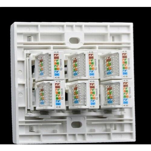86 Type RJ-45 Socket Wall Plate Six Ports Cat5e Network Panel Wall Ethernet Faceplate Socket 2021 Accessories 6Ports Outlet O9N6