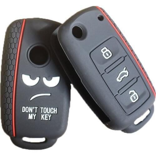 Colorkey Don't Touch My Key Silicone Car Key Cover Case Shell Fob for VW Smart Remote Key 3 Button