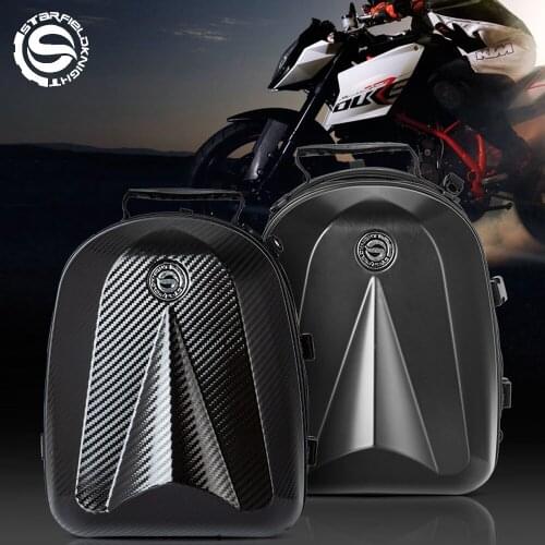 Waterproof Motorcycle Tail Bag Multifunction Motorcycle Rear Seat Bag High Capacity Carbon Hard Shell Motorcycle Rider Backpack