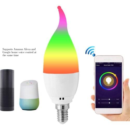 Wifi Candle Lamp Pull Tail E12 E14 B22 E26 E27 Popular Dimming Bulb Flickering Magic Fire Rgb Tape Controller Dimmable Led Light