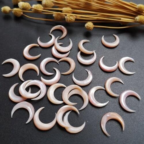 100pcs/lot 12.5mm Natural Moon Cabochon Mother of Pearl shell for DIY Jewelry Moon cut mother Pearl Shell For Fake Nails