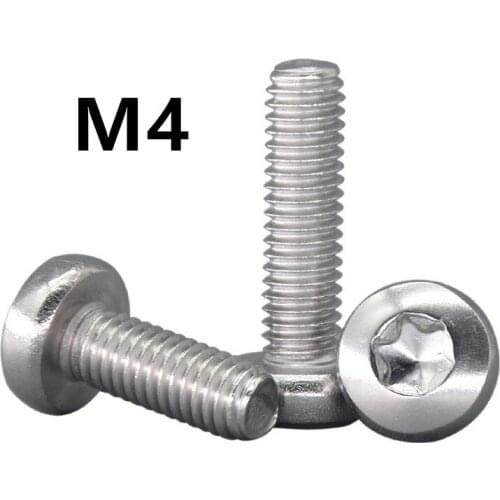 100pcs/lot M4x6/8/10/12/14/16/20/25/30mm GB2672 ISO14583 Stainless steel pan head torx screw six-lobe machine screws