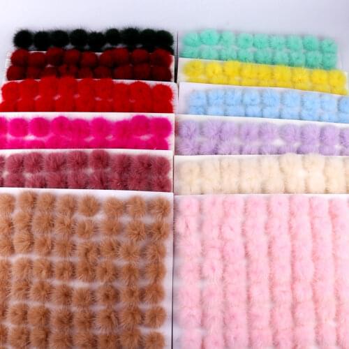 100pcs Fluffy Mink Fur Pompon 25mm Colorfull Pompoms Balls 2.5cm Animals DIY Pom Pom Ball Craft Supplies Scarf Shoes Accessories
