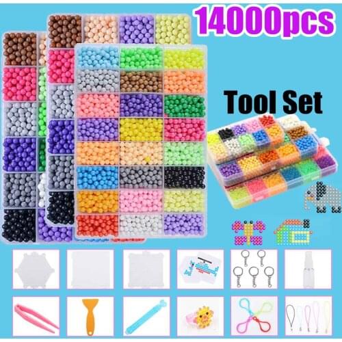 14000pcs 24 colors Refill Beads Puzzle Crystal DIY Water Spray Beads Set Ball Games 3D Handmade Magic Toys For Children