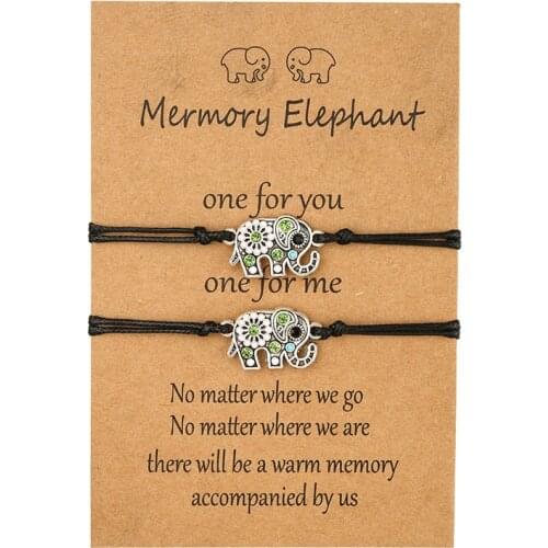 2 Pcs New Fashion Elephant Bracelet Bohemian WomenS National Style Silver Color Bracelet Fashion Jewelry Gift