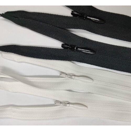 20pcs/lot 3# Ykk Invisible Zipper Close End Cloth Black White Skirt Wedding Dress Shirt Home Textile Tailor Sewing Accessories