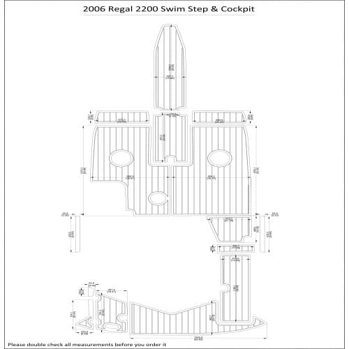 2006 Regal 2200 Swim Step & Cockpit Pad Boat EVA Teak Decking 1/4" 6mm