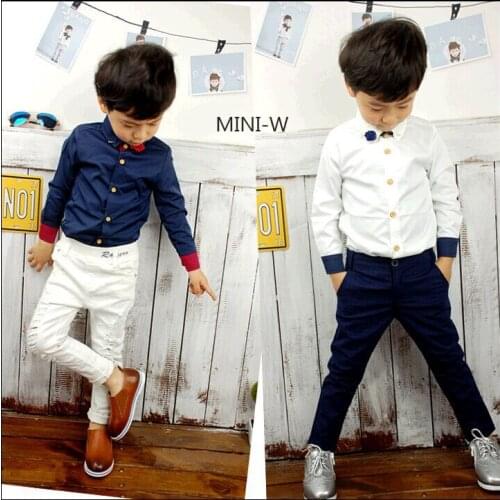 2016 Spring Boys cool Shirts children school blouse cotton kids Tee tops boys shirt long sleeve high quality formal shirts 2-12Y