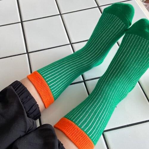 4 Pairs Lot Kids Cotton Long Socks Spring Summer Toddler Children Boys Girl Color Matching Plaid Mesh Thin Sock Baby Accessories