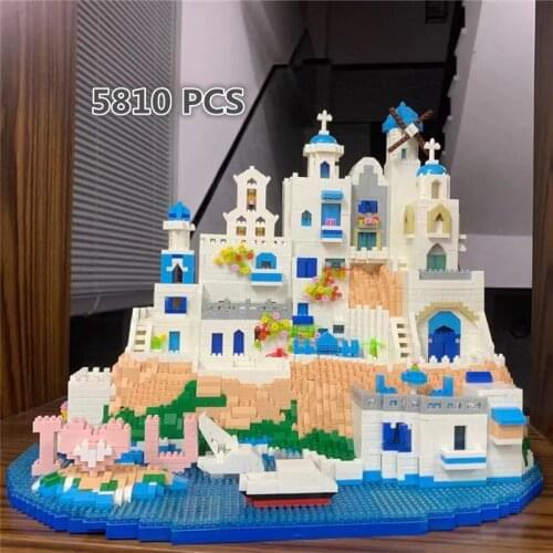 5810+Pcs World Architecture City Castle Model DIY Diamond Aegean Sea Building Blocks Bricks Kit Children Toys