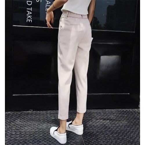 A274-Summer trendy one button skinny pants wide leg pants