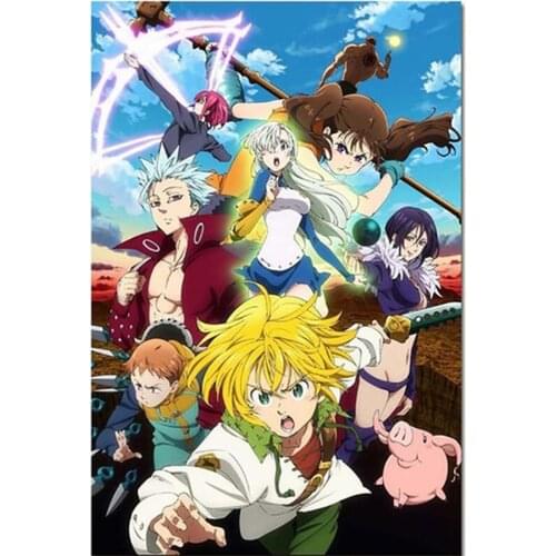 5D Diy Full Square Diamond Painting Seven Deadly Sins Picture Embroidery Mosaic Anime Round Diamond Cross Stitch Home Decor Gift