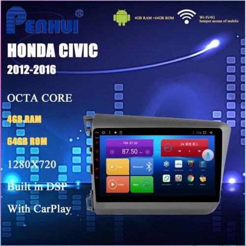 Car DVD for Honda Civic (2012-2016)Car Radio Multimedia Video Player Navigation GPS Android 10.0 double din