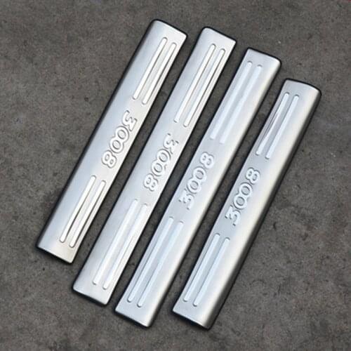 Car styling Stainless Steel Door Sill Scuff Plate Car-Styling Car accessories For 2010 -2019 Peugeot 3008