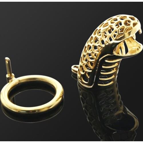 BDSM Toys Gold Snake Chastity Device Steel Chastity Spikes Metal Cock Cage Chastity Belt Lock Cock Sex Cock Ring CBT Devices