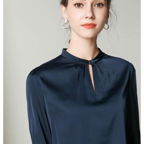 Summer 100% Real Silk Womens Blouse and Tops 2020 Korean Casual Fashion Slim Blusas Ladies Short Sleeve Shirt ZS2007