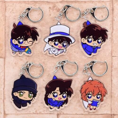 Conan Keychain Double Sided Acrylic Keyring Pendant Anime Accessories Cartoon Key Chiain