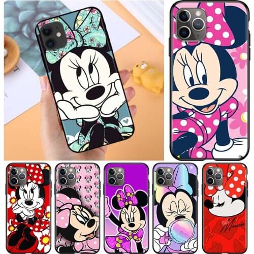 Disney Minnie Mouse Cute for Apple iPhone 12 Pro Max Mini 11 Pro XS Max X XR 6S 6 7 8 Plus 5S SE2020 Soft Black Phone Case