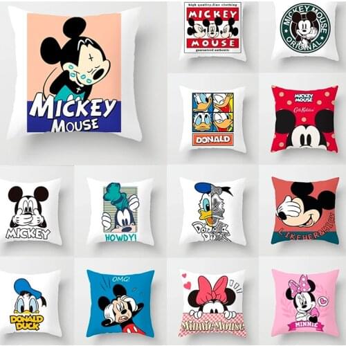 Disney Mickey Mouse Minnie Donald Duck Cushion Cover Sofa Pillow Case Decoration 45x45cm Living Room Decoration
