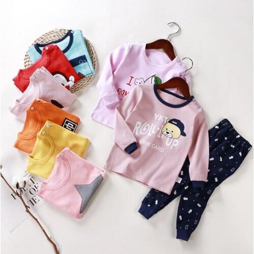 Childrens Autumn Winter Sleepwear 2pcs long Sleeves cotton Clothing set baby girl boys clothes pajamas for home wear pajamas