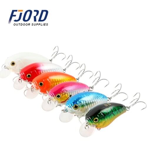 6color 55mm 11g Fishing Lures Wobbler Crank Hard Baits Artificial Baits Fishing Tackle with 2 Hooks
