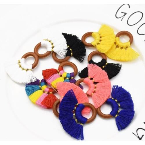10Pcs/lot Gypsy Indian Cotton Silk Thread Brush for Earrings Colorful Charms Pendant Tassels for DIY Bohemian Jewelry Making