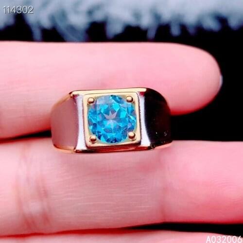 KJJEAXCMY fine jewelry 925 sterling silver inlaid natural blue topaz ring delicate new men gemstone ring lovely support test