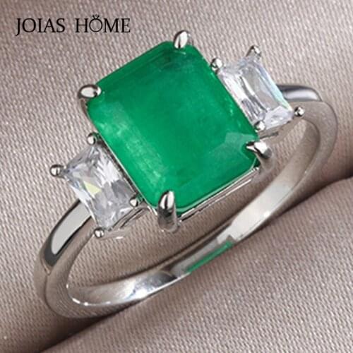 JoiasHome 100% 925 Silver Women Rings for Women with Emerald Gemstone Jewelry Wedding Party Women Fashion Gifts Wholesale