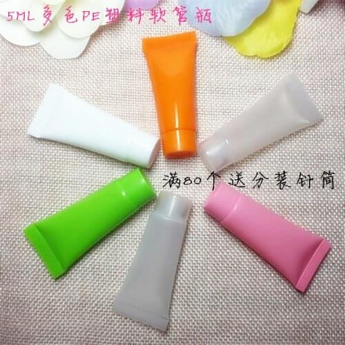 Capacity 5ml 100pcs Cosmetic packaging, lotion trial sample hose squeeze bottle,plastic soft tube