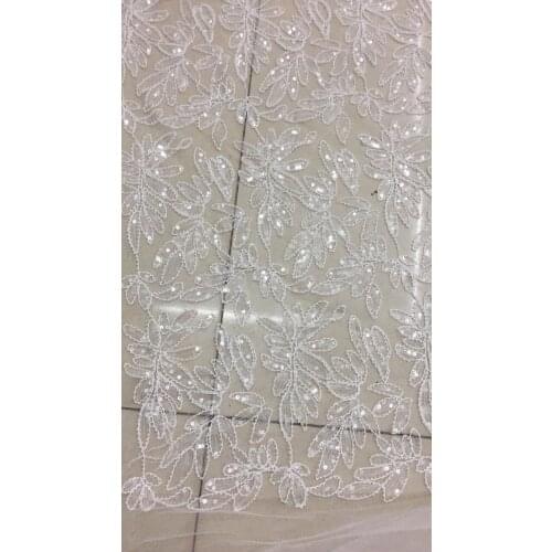 Hot Selling embroidered cord lace SYJ-6145 with glass beads African french net lace fabric with sequins