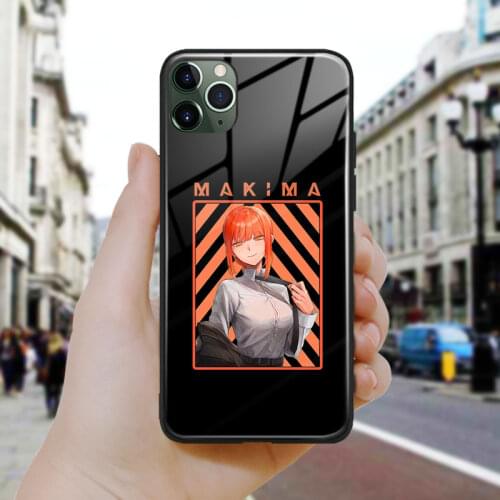 Makima Chainsaw Man manga Soft Silicone Glass Phone Case Cover Shell For iPhone SE 6 6s 7 8 Plus X XR XS 11 12 Mini Pro Max