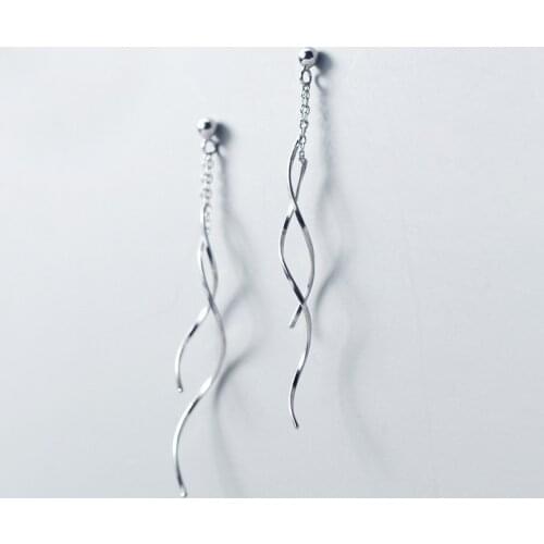 MloveAcc 925 Sterling Silver Fine Jewelry Minimalist Wave Spiral Fashion Dangle Earrings for Women Girls Lady