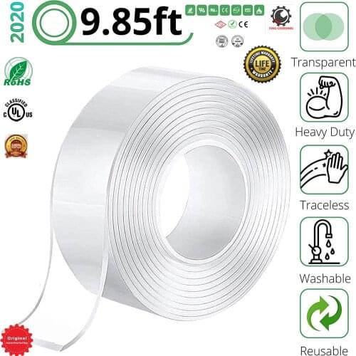 Nano Tape Sticky Tack Poster Tape Clear Double Sided Tape Heavy Duty,16.5 Ft Length,for Home Decor,Duct Tape Masking Tape