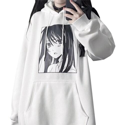 Autumn Hoodie Women College Style Hoodis Casual Man Hoodie Loose Hooded Pullover Cartoon Pattern Print Hoodie Oversize Hoodie