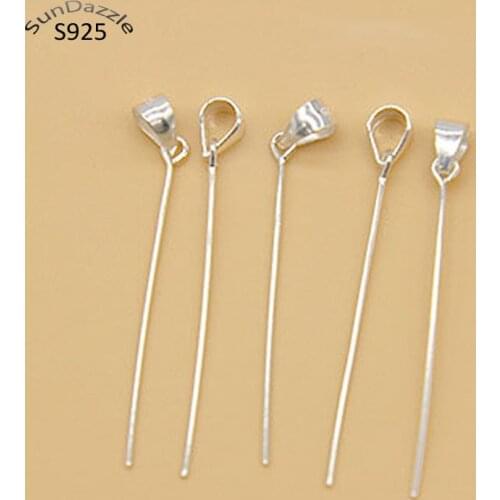 Genuine Real Pure Solid 925 Sterling Pendant Base Caps With Long Needle Suspension Cap Connector DIY Jewelry Making Findings
