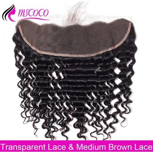 Mscoco Ear To Ear HD Transparent Lace Frontal Closure Brazilian Deep Wave Frontal Closure Swiss Lace Remy Human Hair Closure