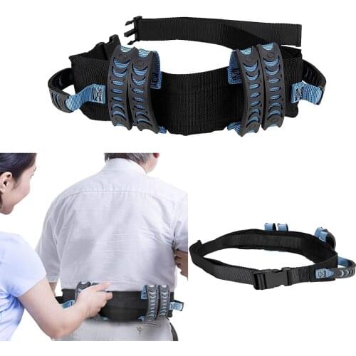 Nursing Safety Transfer Gait Belt with 6 Caregiver Handles 27” to 55” for Patient Care Elderly Walking Standing Practice Blue