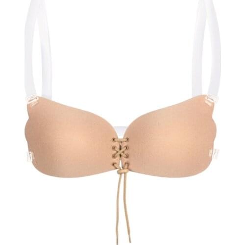 Self Adhesive Silicone Clear Strap Bra Sexy Reusable Adhesive Push Up Invisible Bras for Women