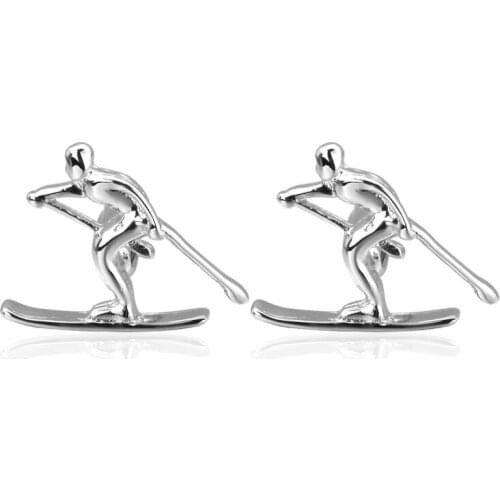 Silvery skiing sports Cufflinks for Mens Shirt Cuff bottons High Quality Metal Cufflinks Fashion Brand Jewelry
