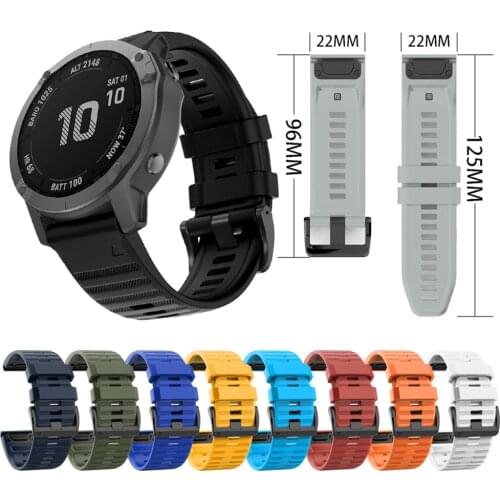 22mm Silicone Wristband Strap Watchband for Garmin Instinct Fenix 6 /5/5plus Forerunner935 Quatix 5 Sapphire Approach S60 Watch