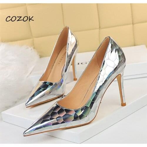 Patent Leather Women Shoes 2021 Party Luxury Fashion Shoes High Heels Casual Korean Style Shoes