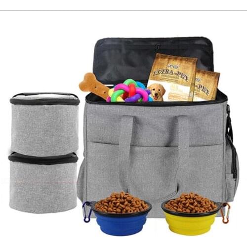 Pet dog carrier bag with food Travel Shoulder Bag Multi-function Dog Food Tote Carrier Container Organizer with Collapsible