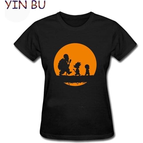 Women T Shirt Kuririn Japan Anime Vaporwave Master Roshi Gohan Print T-Shirt Funny Slim Fit Short Sleeve Tee Shirts