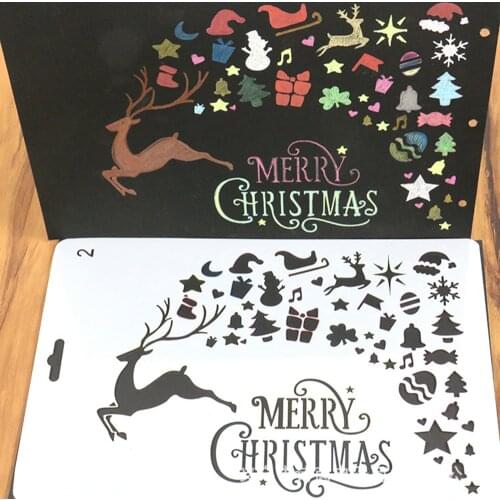 1PC DIY Merry Christmas Painting Template Journal Stencil Set Xmas Party Scrapbooking DIY Cards Kiads School Supplies