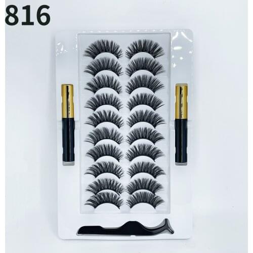 3D Magnetic False Eyelashes 10 Pairs Natural Thick Handmade Magnetic Soft Eyeliner Set Mascara Long Lasting
