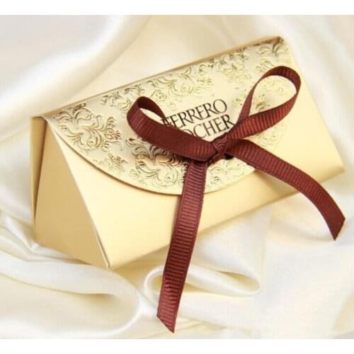 100pcs Gold Wedding candy box gift box creative sugar sugar bag 2 wedding classic gift bag Ferrero Rocher boxed gold particle
