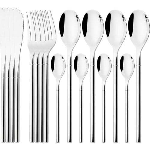 16Pcs High Quality Cutlery Set Knife Fork Coffee Spoon Dinnerware Stainless Steel Tableware Flatware Set Home Kitchen Silverware